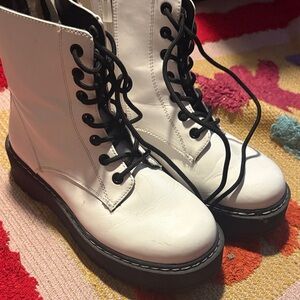 Torrid White Lace-Up Combat Boots